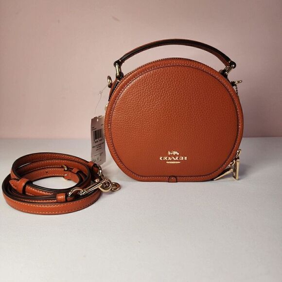COACH CO987 Canteen Crossbody Bag Refined Pebble Leather Gold/Sunset - Picture 1 of 6